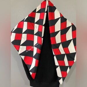 100% Silk Scarf Red Black White Echo